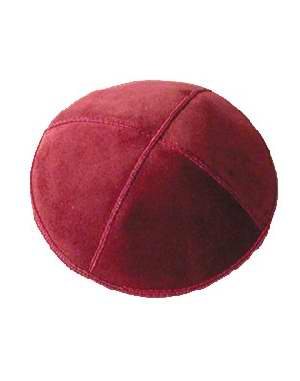 Kippah Leather Suede Red - Holy Land Gifts